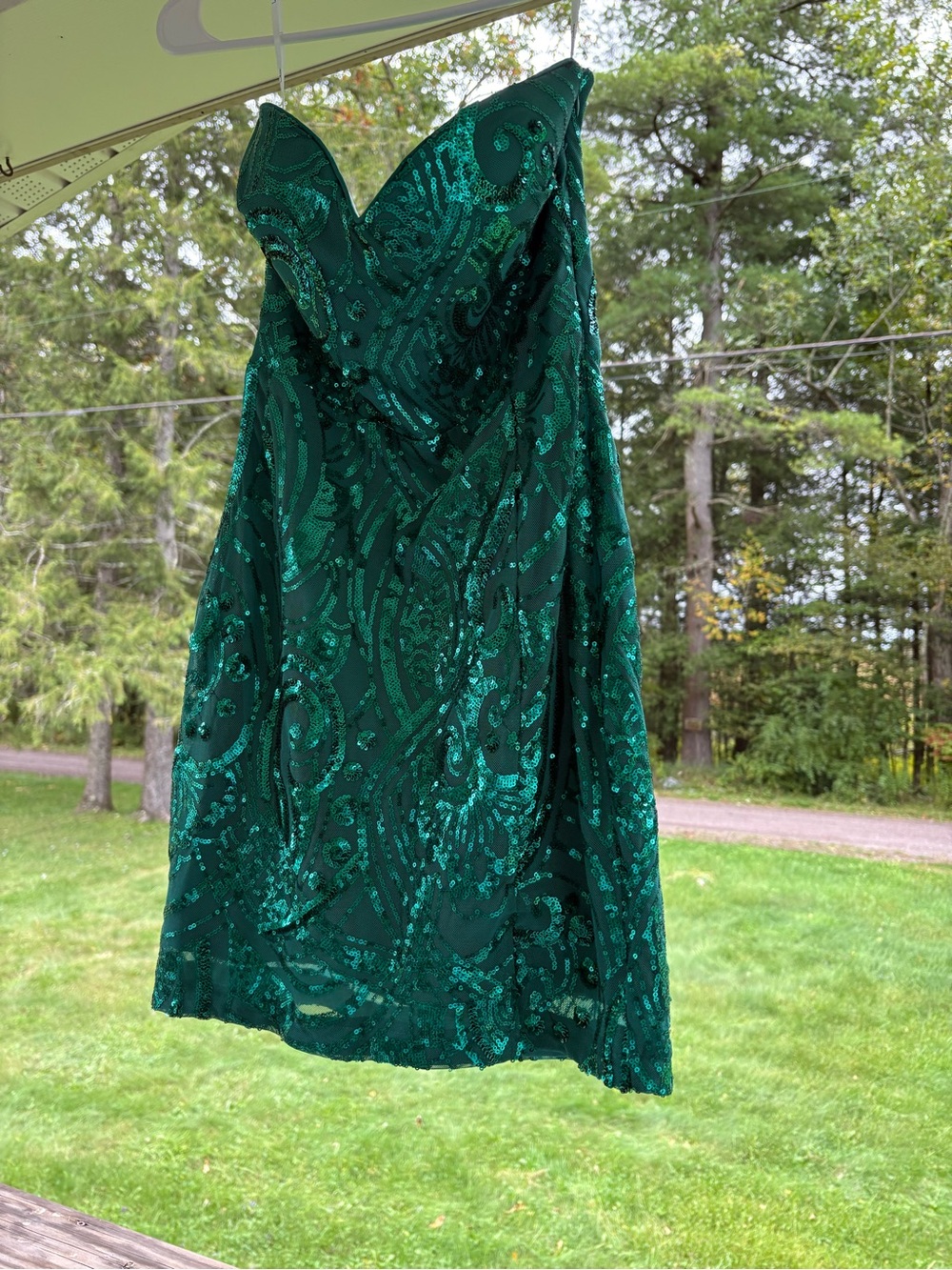 Lulu's Emerald Green Sequin Strapless Cocktail Dress